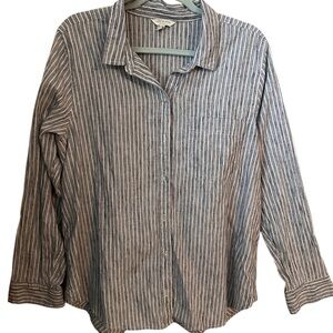 Lucky Brand Grey and White Striped Shirt